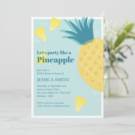 Invitation Faisons la Fête des mariées d'ananas (Debout devant)