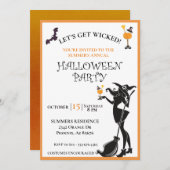 Invitation Faisons la fête d'Halloween à la sorcière méchante (Devant / Derrière)