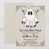 Invitation Faisons la fête d'Halloween Martini face à la feui (Devant / Derrière)