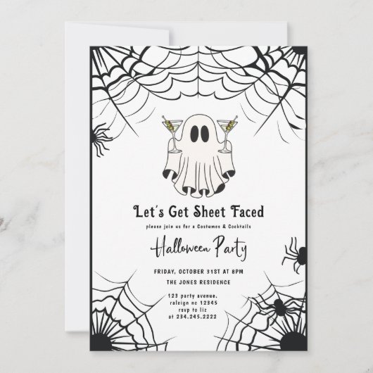 Invitation Faisons la fête d'Halloween Martini face à la feui (Devant)