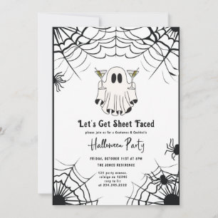 Invitation Faisons la fête d'Halloween Martini face à la feui