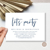 Invitation Faisons la fête, dîner de mariage intime et décont