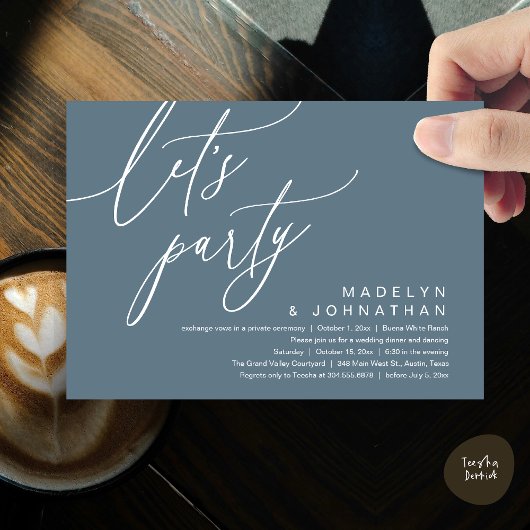 Invitation Faisons la fête, dîner de mariage romantique et da