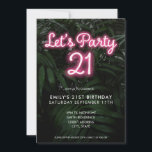 Invitation Faisons la fête du Neon moderne 21e anniversaire<br><div class="desc">Faisons la fête Moderne Neon 21ème anniversaire Invitation</div>
