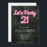 Invitation Faisons la fête du Neon moderne 21e anniversaire<br><div class="desc">Faisons la fête Moderne Neon 21ème anniversaire Invitation</div>
