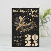 Invitation Faisons la fête du Nouvel An Glamour Noir (Debout devant)