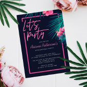 Invitation Faisons la fête Electric Neon rose Tropical Annive