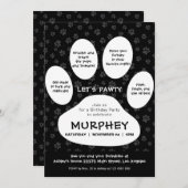 Invitation Faisons la fête, empreinte de patte (Devant / Derrière)