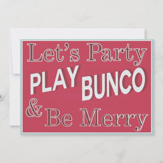 Invitation Faisons la fête et jouons à Bunco (Devant)