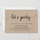 Invitation Faisons la fête, Fête de Mariage Fugitif Kraft Bru (Devant)