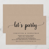 Invitation Faisons la fête, Fête de Mariage Fugitif Kraft Bru (Devant / Derrière)
