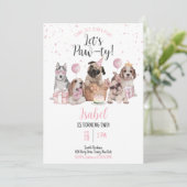 Invitation Faisons la Fête Fille Anniversaire Chien (Debout devant)