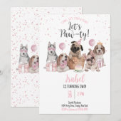 Invitation Faisons la Fête Fille Anniversaire Chien (Devant / Derrière)