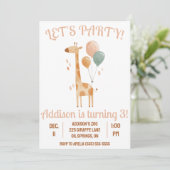 Invitation Faisons la fête ! Girafe avec ballons fête d'anniv (Debout devant)
