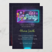 Invitation Faisons la fête | Glow Party | Nouvel Anniversaire (Devant / Derrière)