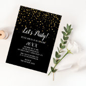 Invitation Faisons la fête Gold Confetti le soir du Nouvel An