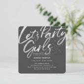 Invitation Faisons la fête Grey & Blush Bachelorette Party (Debout devant)