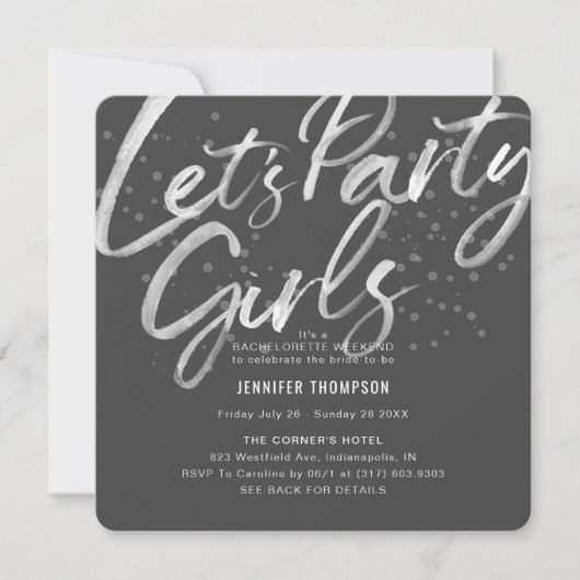 Invitation Faisons la fête Grey & Blush Bachelorette Party (Devant)