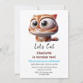 Invitation Faisons la fête ! Joyeux 2e anniversaire au chat m (Devant)