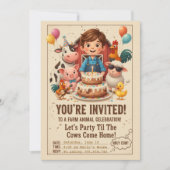 Invitation Faisons la fête jusqu'à ce que les vaches rentrent (Devant)