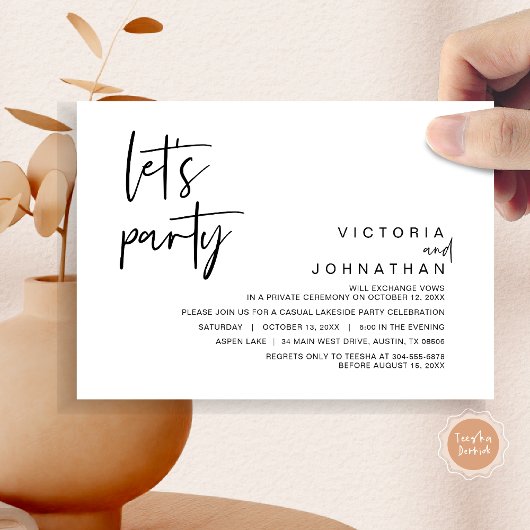 Invitation Faisons la fête, mariage célébré en petit comité