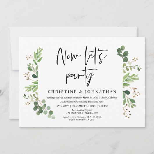 Invitation Faisons la fête, Mariage Elopement Celebration (Devant)