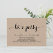 Invitation Faisons la fête, Mariage Intime Kraft Brun Rustiqu (Debout devant)