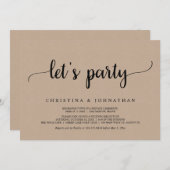 Invitation Faisons la fête, Mariage Intime Kraft Brun Rustiqu (Devant / Derrière)