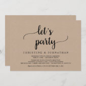 Invitation Faisons la fête, Mariage Rustique Brun Kraft (Devant / Derrière)