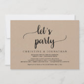 Invitation Faisons la fête, Mariage Rustique Brun Kraft Fuite (Devant)
