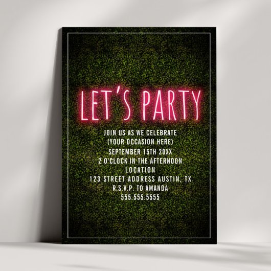 Invitation Faisons la fête Neon Boxwood Polyvalent