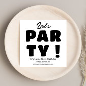 Invitation Faisons la fête ! Noir & Blanc Rayé Écriture Gras