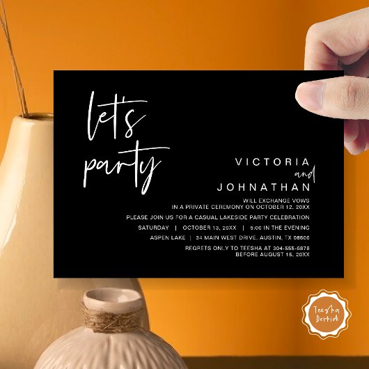 Invitation Faisons la fête, parti Elopement Mariage