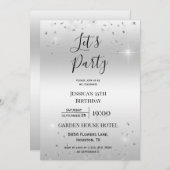Invitation "Faisons la fête" Parties scintillant d'argent et  (Devant / Derrière)