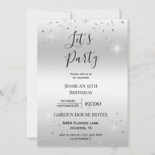 Invitation "Faisons la fête" Parties scintillant d'argent et