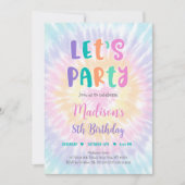Invitation Faisons la fête Pastel Tie Dye Boho Hippie Anniver (Devant)
