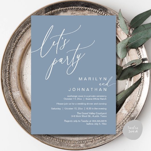 Invitation Faisons la fête, Réception de mariage romantique m