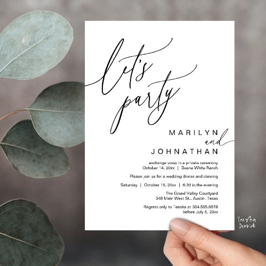 Invitation Faisons la fête, Réception de mariage romantique m