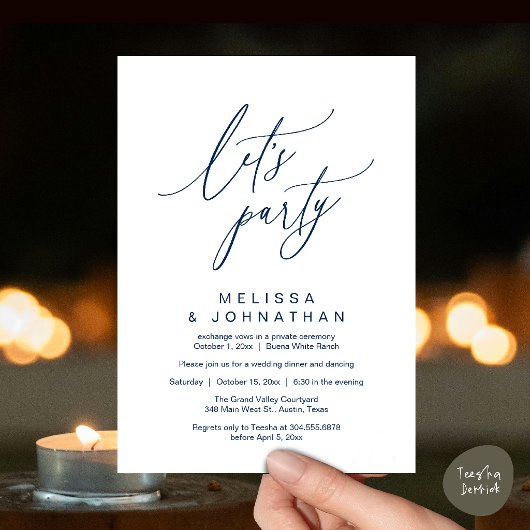 Invitation Faisons la fête, Réception de mariage romantique m