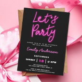 Invitation Faisons la fête Retro Neon N'importe quel âge fête