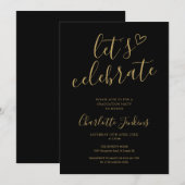 Invitation Faisons la fête Script Fête de fin d'études Or noi (Devant / Derrière)