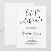 Invitation Faisons la fête Script Heart Fête de fin d'études (Devant / Derrière)