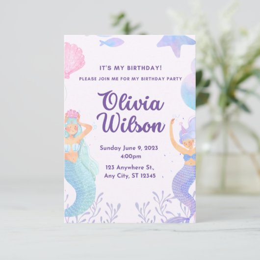 Invitation Faisons la fête Sirènes (Debout devant)