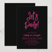 Invitation Faisons la fête | Soirée Black & Pink et événement (Devant / Derrière)