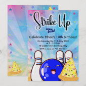 Invitation Faisons la fête, soirée bowling Tie Dye pour garço (Devant / Derrière)