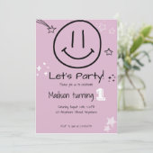 Invitation Faisons la fête souriant visage Anniversaire Invit (Debout devant)