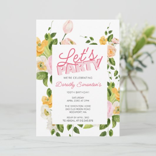 Invitation Faisons la fête Typographie branchée 100e annivers (Debout devant)