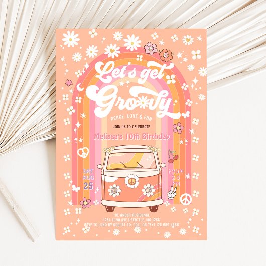 Invitation Faisons la fête Van Bus Rainbow Van Anniversaire