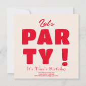 Invitation Faisons la fête ! Vibrant Gras typographie rouge A (Devant)