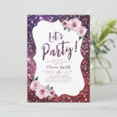 Invitation Faisons la parties scintillant pourpre bordeaux et (Debout devant)
